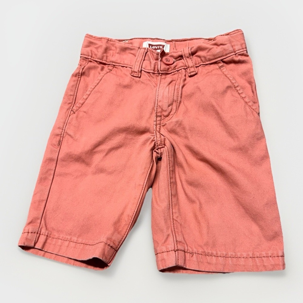 Levi's 514 SZ 2T (1-2 Years) Shorts Preppy Pink Salmon Elastic Waist Red Tab